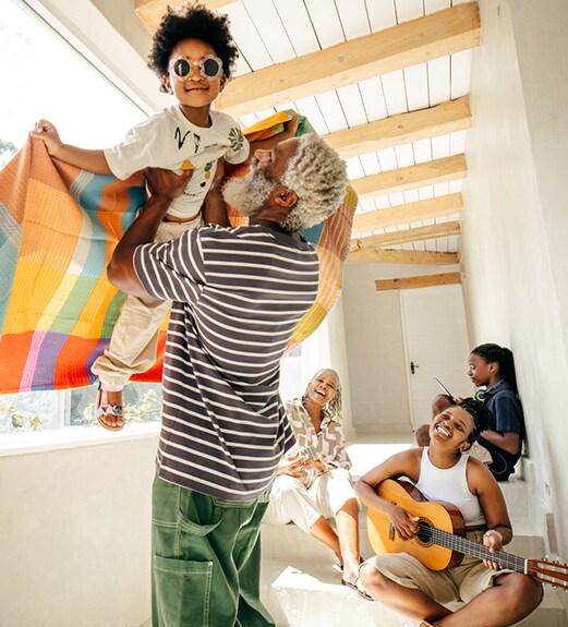 Happy gathering of multiple generations of family members