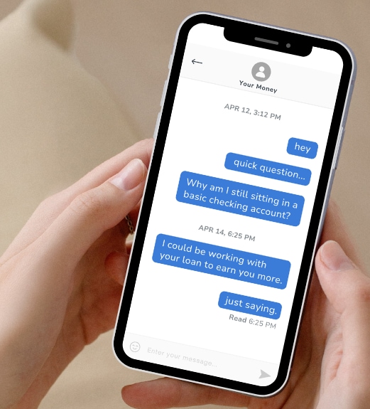 Close up view of a text thread on a phone