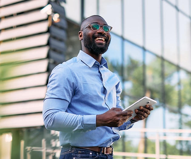 A man holding a tablet