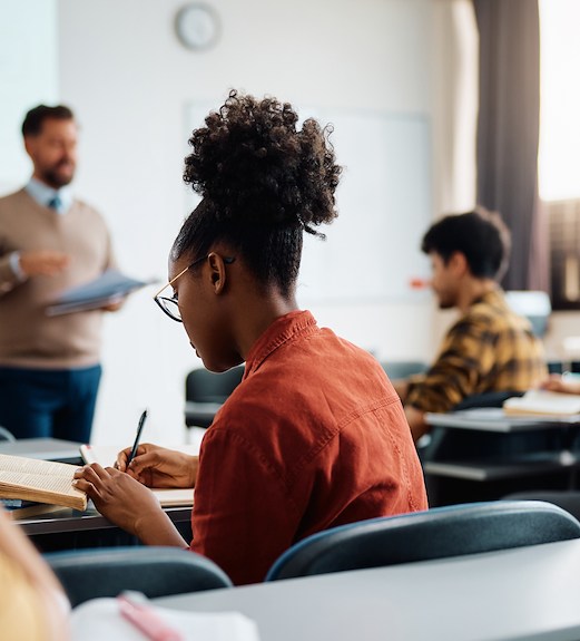 College student attending a lecture class