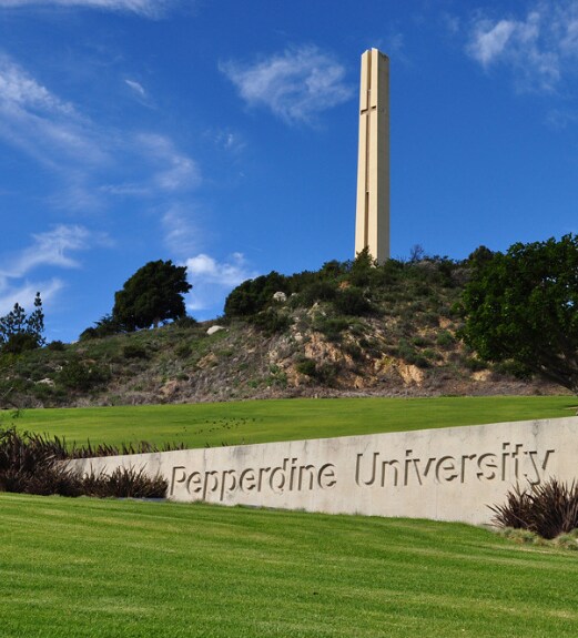 Pepperdine University campus lawn in Malibu, CA