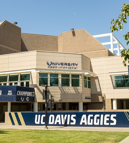 The University Credit Union Center building on UC Davis campus