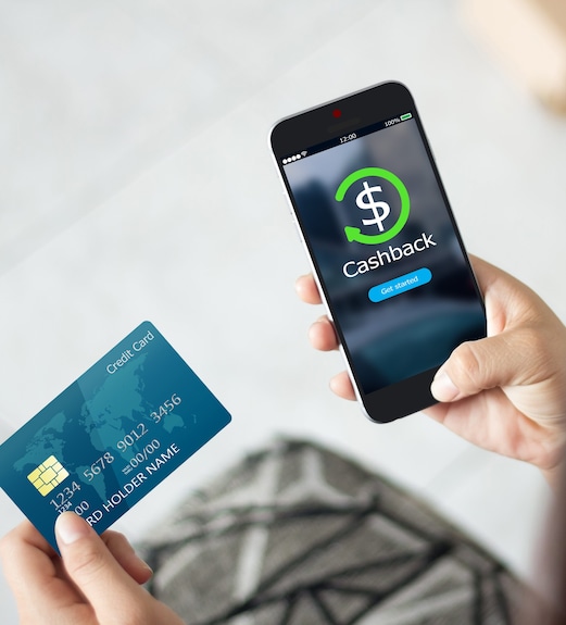 View of phone with rewards notification