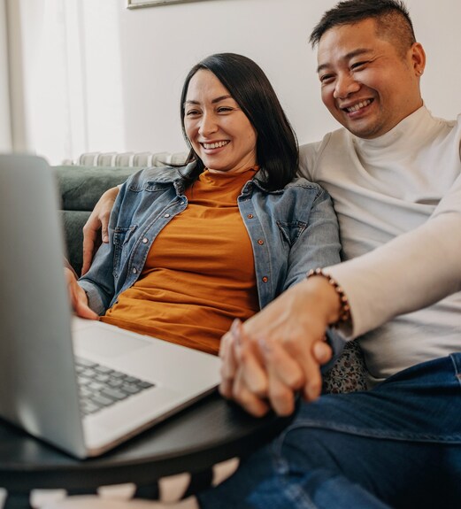 Couple enjoying a secure web browsing experience